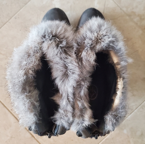 ASH LEATHER COVERED WEDGE ZIPPER BOOTIES WITH RABBIT FUR AND STUD DETAILING 40 - Picture 5 of 15